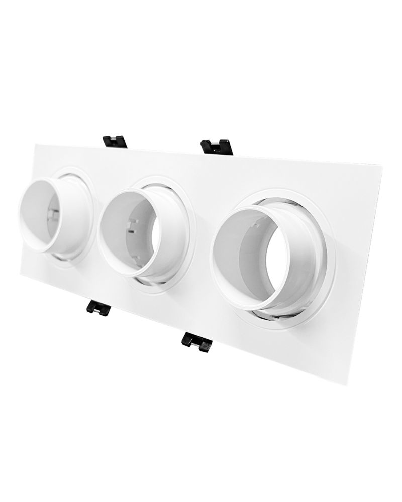 Collerette Downlight Carré Orientable Faible UGR pour trois Ampoules LED GU10 / GU5.3 Taille 75x235 mm Suefix
