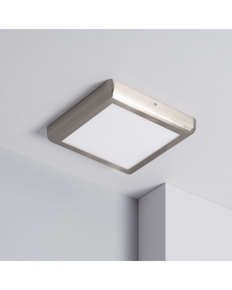Plafonnier LED Carré Design 18W Métal 225x225 mm Silver