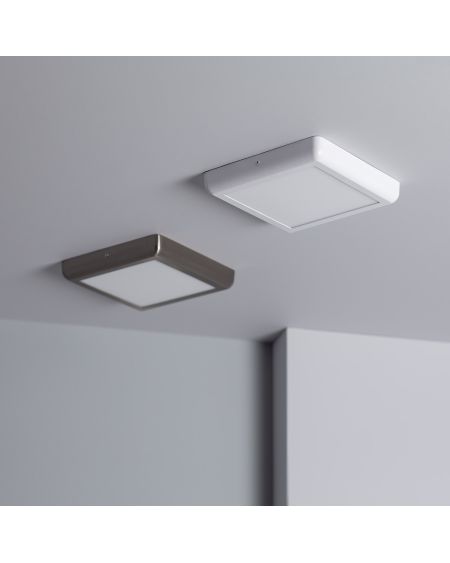 Plafonnier LED Carré Design 18W Métal 225x225 mm Silver