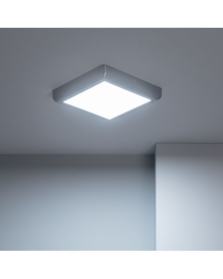 Plafonnier LED Carré Design 18W Métal 225x225 mm Silver