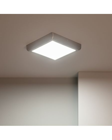Plafonnier LED Carré Design 18W Métal 225x225 mm Silver