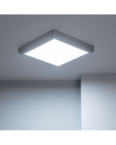 Plafonnier LED Carré 24W Métal Design Silver 300x300mm