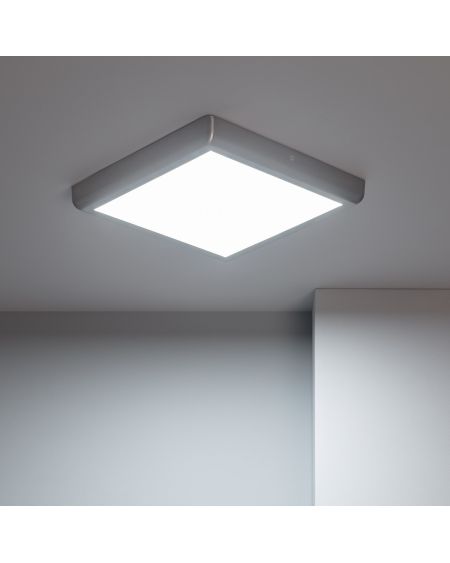 Plafonnier LED Carré 24W Métal Design Silver 300x300mm