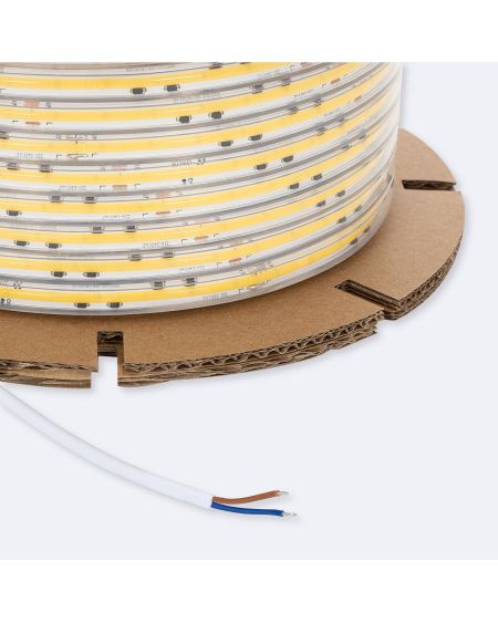 Bobine de Ruban LED Dimmable Auto-redressement 220V AC COB Silicone FLEX 50m 560 LED/m 1250 lm/m Largeur 10mm 50m IP65 Coupe tou