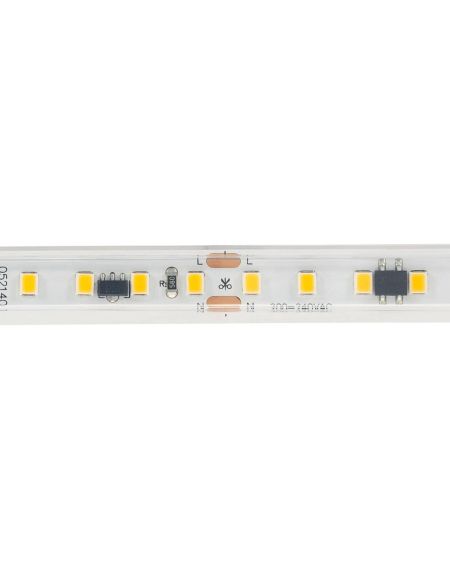Bobine de Ruban LED Dimmable Auto-redressement 220V SMD2835 Silicone FLEX 120 LED/m High Lumen Largeur 12mm 50 metres IP67 Coupe