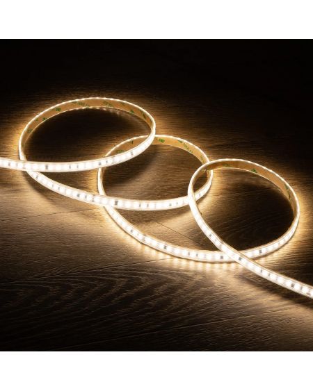 Bobine de Ruban LED Dimmable Auto-redressement 220V SMD2835 Silicone FLEX 120 LED/m High Lumen Largeur 12mm 50 metres IP67 Coupe