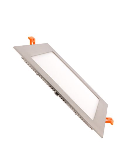 Dalle LED Carrée Extra-Plate 15W Argentée Coupe 180x180mm