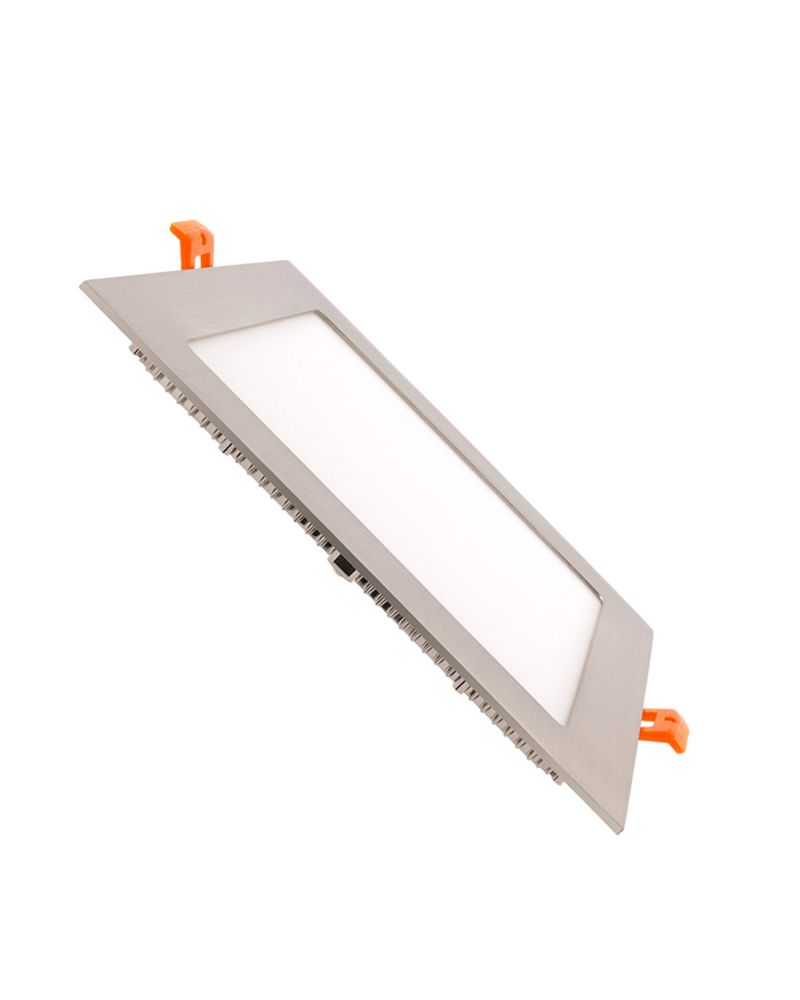 Dalle LED Carrée Extra-Plate 15W Argentée Coupe 180x180mm
