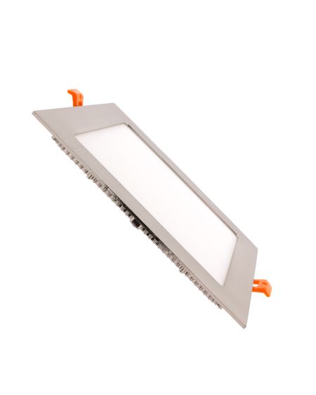 Dalle LED Carrée Extra-Plate 18W Argentée Coupe 205x205mm