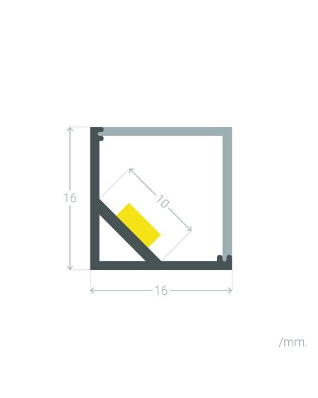 Profilé Aluminium Triangulaire d'Angle 1m pour Ruban LED jusqu'à 10mm