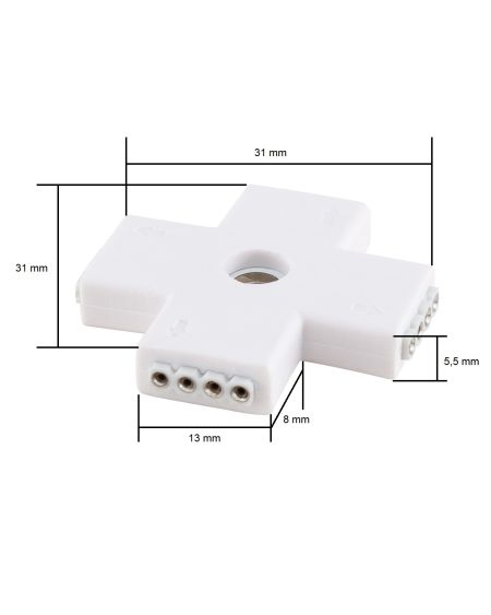 Connecteur Rapide Type 'X' Ruban LED 12/24V RGB