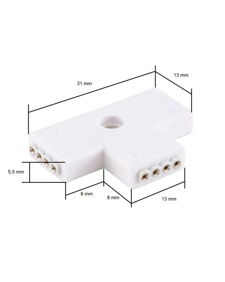 Connecteur Rapide Type 'T' Ruban LED 12/24V RGB