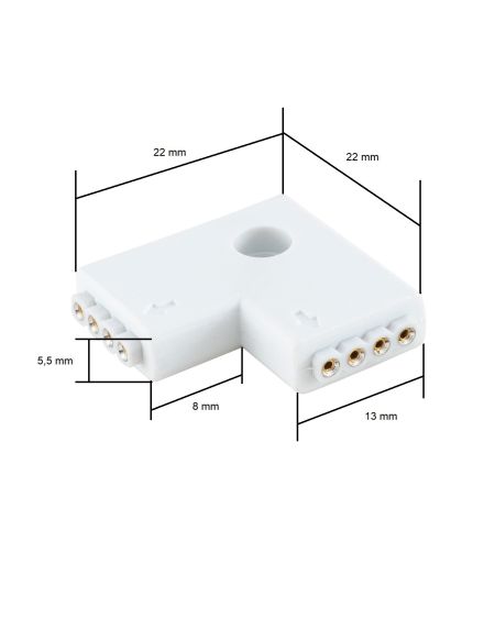 Connecteur Rapide Type 'L' Ruban LED 12/24V RGB