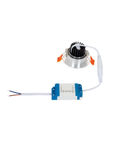 Spot LED Downlight COB Orientable Rond 5W Argenté Coupe Ø 55mm CRI90 Expert Color No Flicker