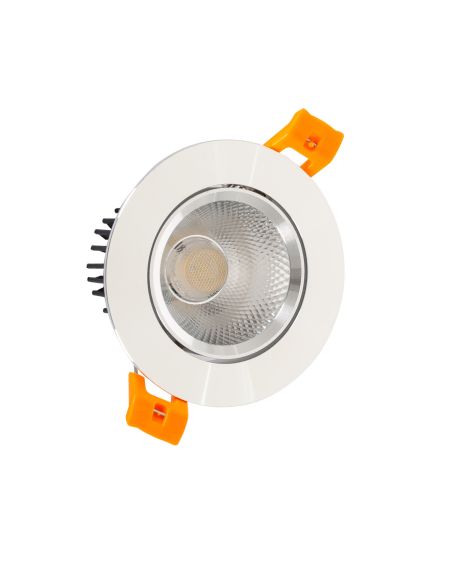 Spot LED Downlight COB Orientable Rond 7W Argenté Coupe Ø 70mm No Flicker
