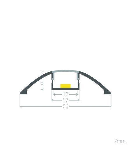 Profilé Aluminium en Saillie Semi-Circulaire 1m pour Rubans LED jusqu'à 12mm