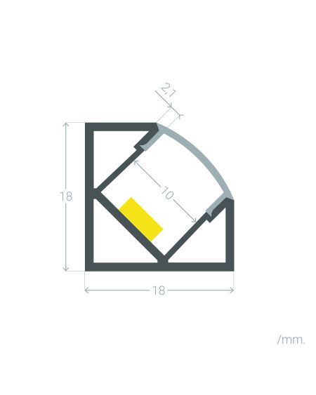 Profilé Aluminium Plat d'Angle 1m pour Rubans LED jusqu'à 10mm