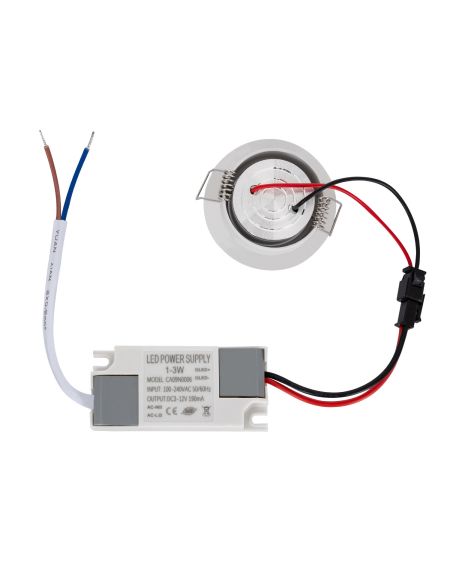 Spot LED Downlight COB Orientable Rond 1W Blanc Coupe Ø 44mm