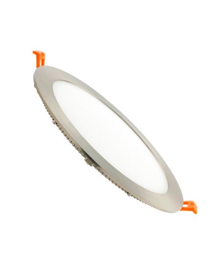 Dalle LED Ronde Extra-Plate 15W Argentée Coupe Ø 185 mm