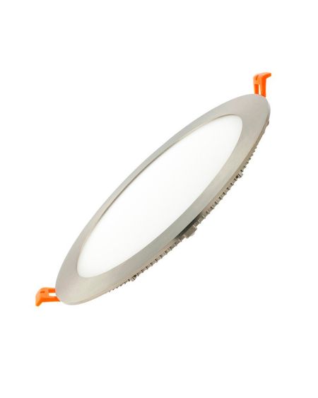 Dalle LED Ronde Extra-Plate 15W Argentée Coupe Ø 185 mm