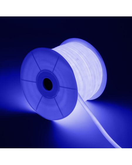 Bobine Néon LED Flexible 360º Rond Dimmable 220V AC 120LED/m IP67 Bleue 50 Mètres sur Mesure Coupe Tous les 100cm
