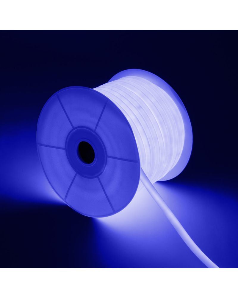 Bobine Néon LED Flexible 360º Rond Dimmable 220V AC 120LED/m IP67 Bleue 50 Mètres sur Mesure Coupe Tous les 100cm