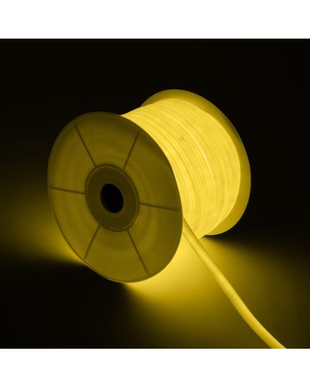 Bobine Néon LED Flexible 360º Rond Dimmable 220V AC 120LED/m IP67 Jaune 50 Mètres sur Mesure Coupe Tous les 100cm
