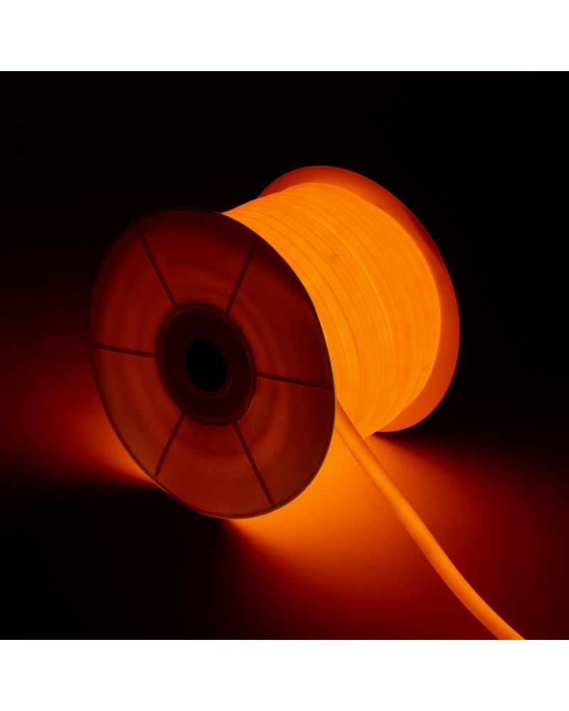 Bobine Néon LED Flexible 360º Rond Dimmable 220V AC 120LED/m IP67 Orange 50 Mètres sur Mesure Coupe Tous les 100cm
