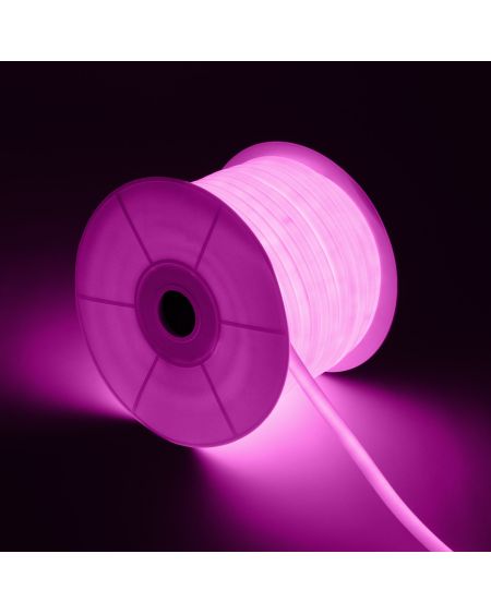 Bobine Néon LED Flexible 360º Rond Dimmable 220V AC 120LED/m IP67 Rose 50 Mètres sur Mesure Coupe Tous les 100cm