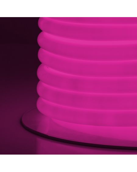 Bobine Néon LED Flexible 360º Rond Dimmable 220V AC 120LED/m IP67 Rose 50 Mètres sur Mesure Coupe Tous les 100cm