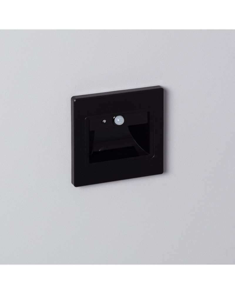 Balise Murale LED Encastrable Bark 1.5W Noire avec Capteur PIR