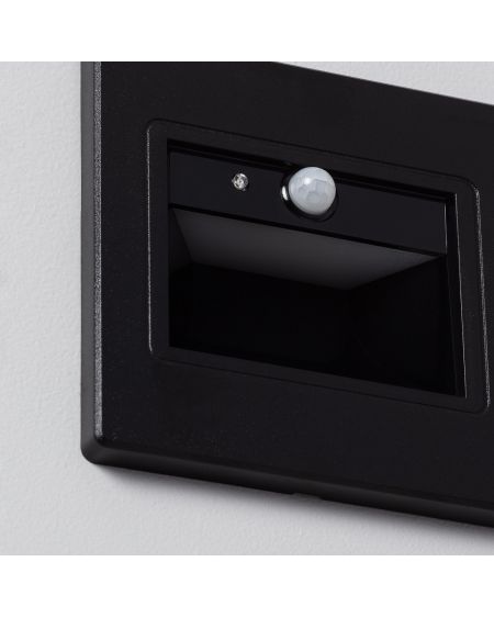 Balise Murale LED Encastrable Bark 1.5W Noire avec Capteur PIR