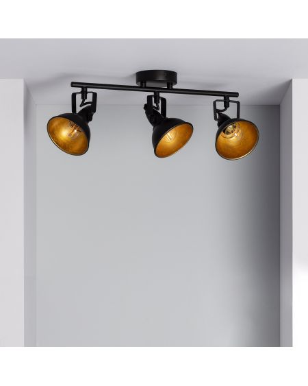 Plafonnier Orientable Aluminium Emer 3 Spots Noir