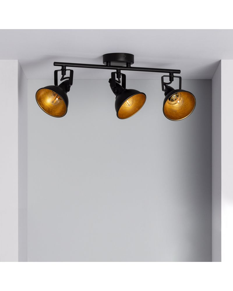 Plafonnier Orientable Aluminium Emer 3 Spots Noir