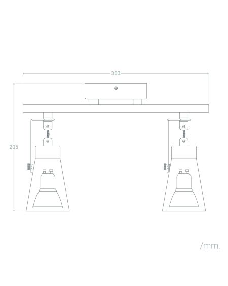 Plafonnier Orientable Métal et Bois Mara 2 Spots