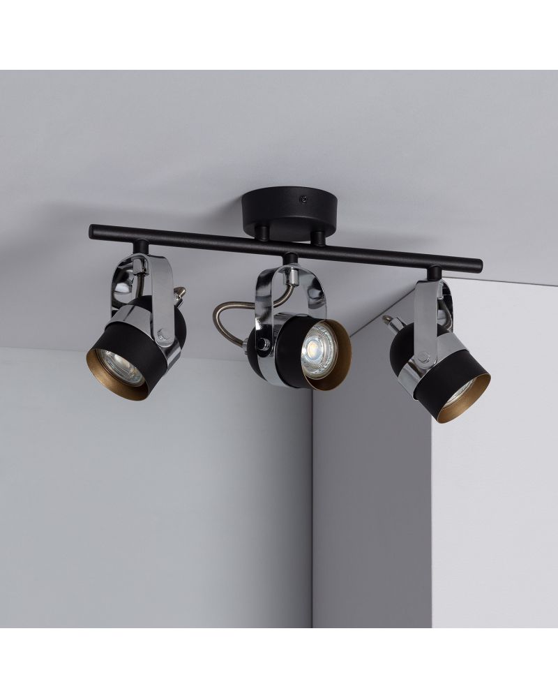 Plafonnier Orientable Aluminium Sinner 3 Spots Noir