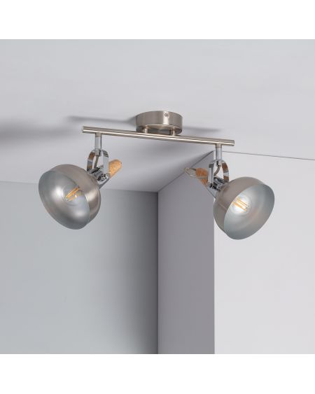 Plafonnier Orientable Aluminium Emer 2 Spots Argenté