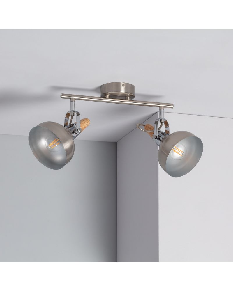 Plafonnier Orientable Aluminium Emer 2 Spots Argenté