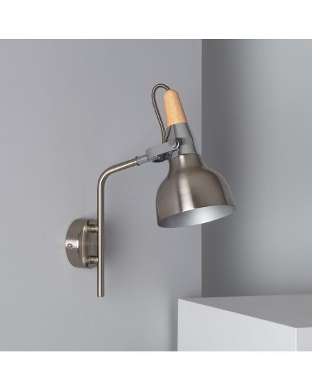 Lampe Murale Orientable Aluminium Emer avec Tige Supérieure 1 Spot Argenté