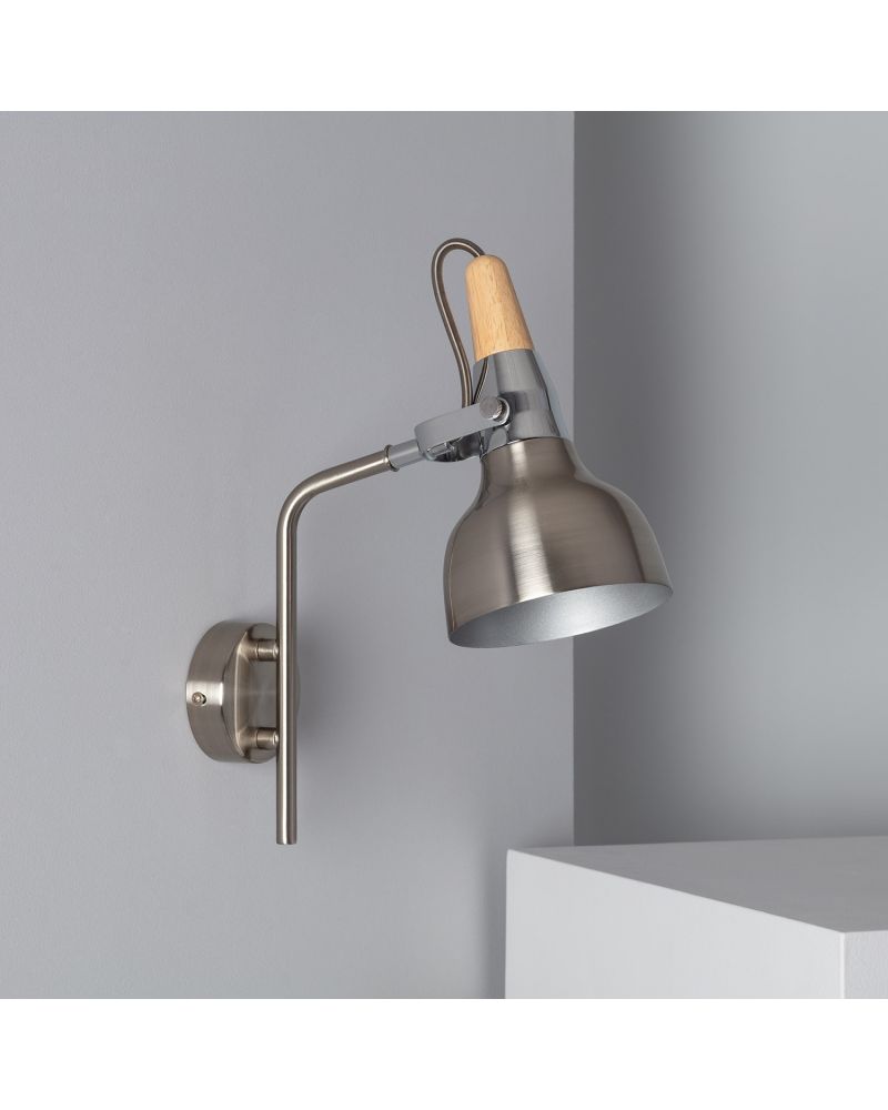 Lampe Murale Orientable Aluminium Emer avec Tige Supérieure 1 Spot Argenté