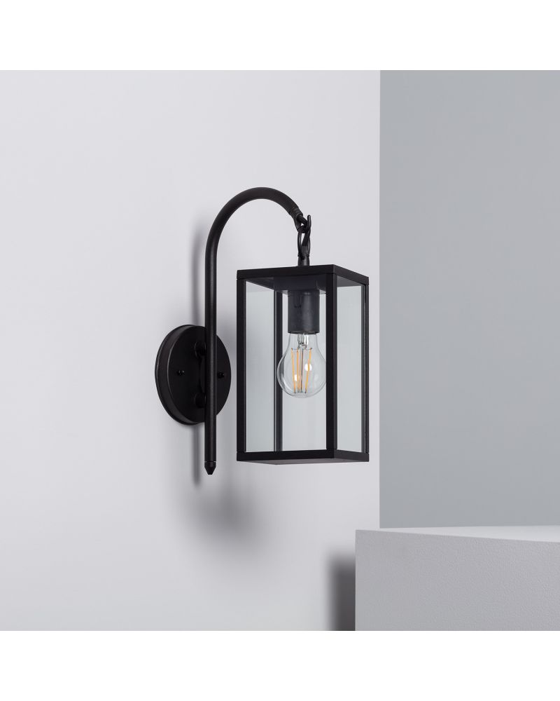 Lampe Murale Aluminium et Verre Support Supérieur Atrium Noire