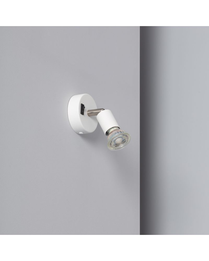 Applique Orientable Aluminium Oasis 1 Spot Blanc avec Interrupteur