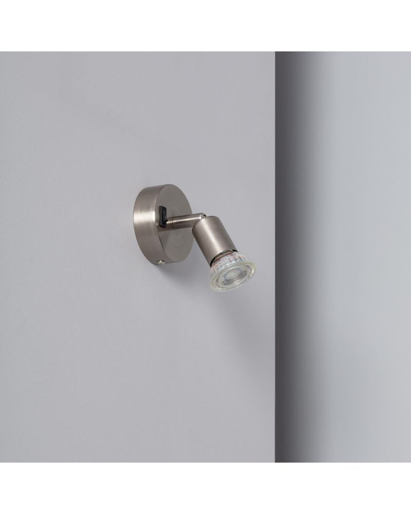 Applique Orientable Aluminium Oasis 1 Spot Argenté avec Interrupteur