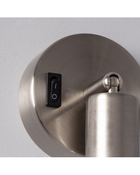 Applique Orientable Aluminium Oasis 1 Spot Argenté avec Interrupteur
