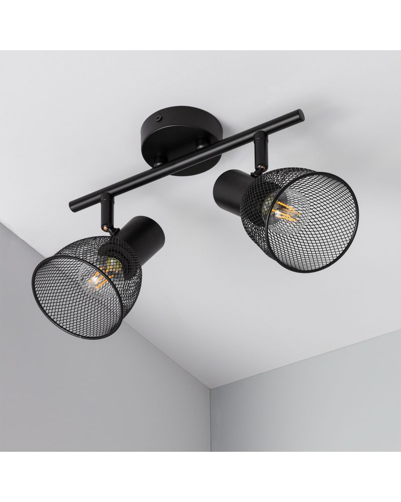 Plafonnier Orientable Aluminium Grid 2 Spots Plafonnier Orientable Aluminium Grid 2 Spots