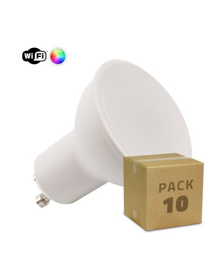 Pack 10 Ampoules LED Intelligentes GU10 5W 300 lm Wifi RGBW Dimmable