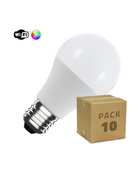 Pack 10 Ampoules LED Intelligentes E27 6W 806 lm A60 Wifi RGBW Dimmable