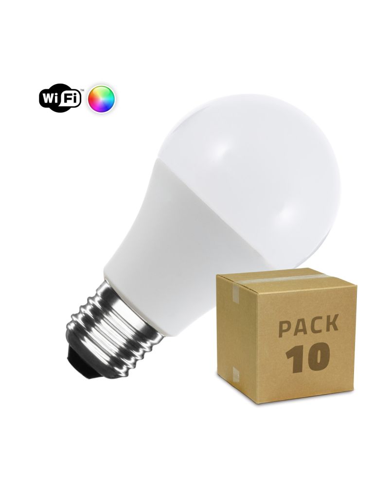 Pack 10 Ampoules LED Intelligentes E27 6W 806 lm A60 Wifi RGBW Dimmable Pack 10 Ampoules LED Intelligentes E27 6W 806 lm A60 Wifi RGBW Dimmable