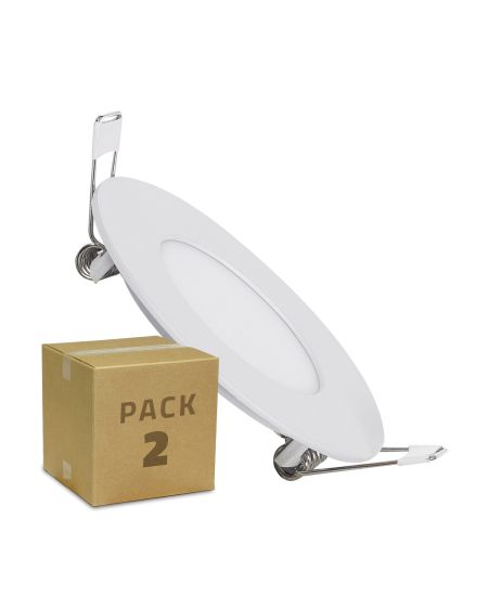 Pack de 2 Dalles LED Ronde 3W Coupe Ø 70mm