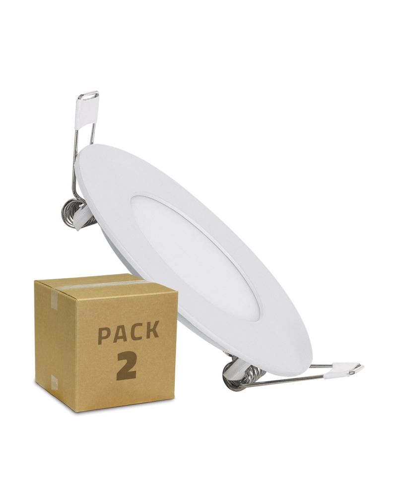Pack de 2 Dalles LED Ronde 3W Coupe Ø 70mm